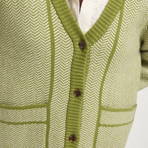 Olive Chevron Women's Cardigan - Picture 2 of 3